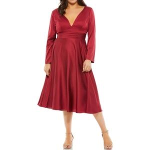 MAC DUGGAL Prom Formal Bridesmaid Wedding Guest Flowy Midi Dress • Size 16W NWOT
